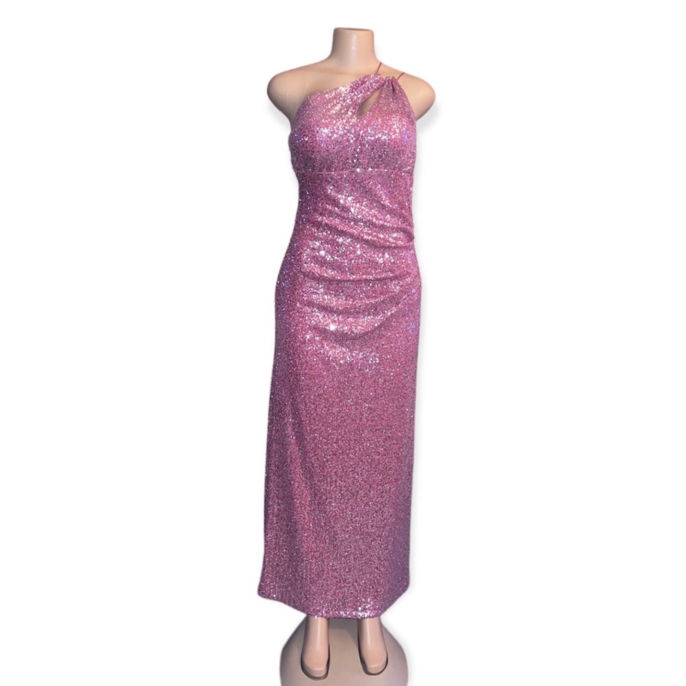 Aidan Mattox Pink Dress w/ Silver Sequins size 6